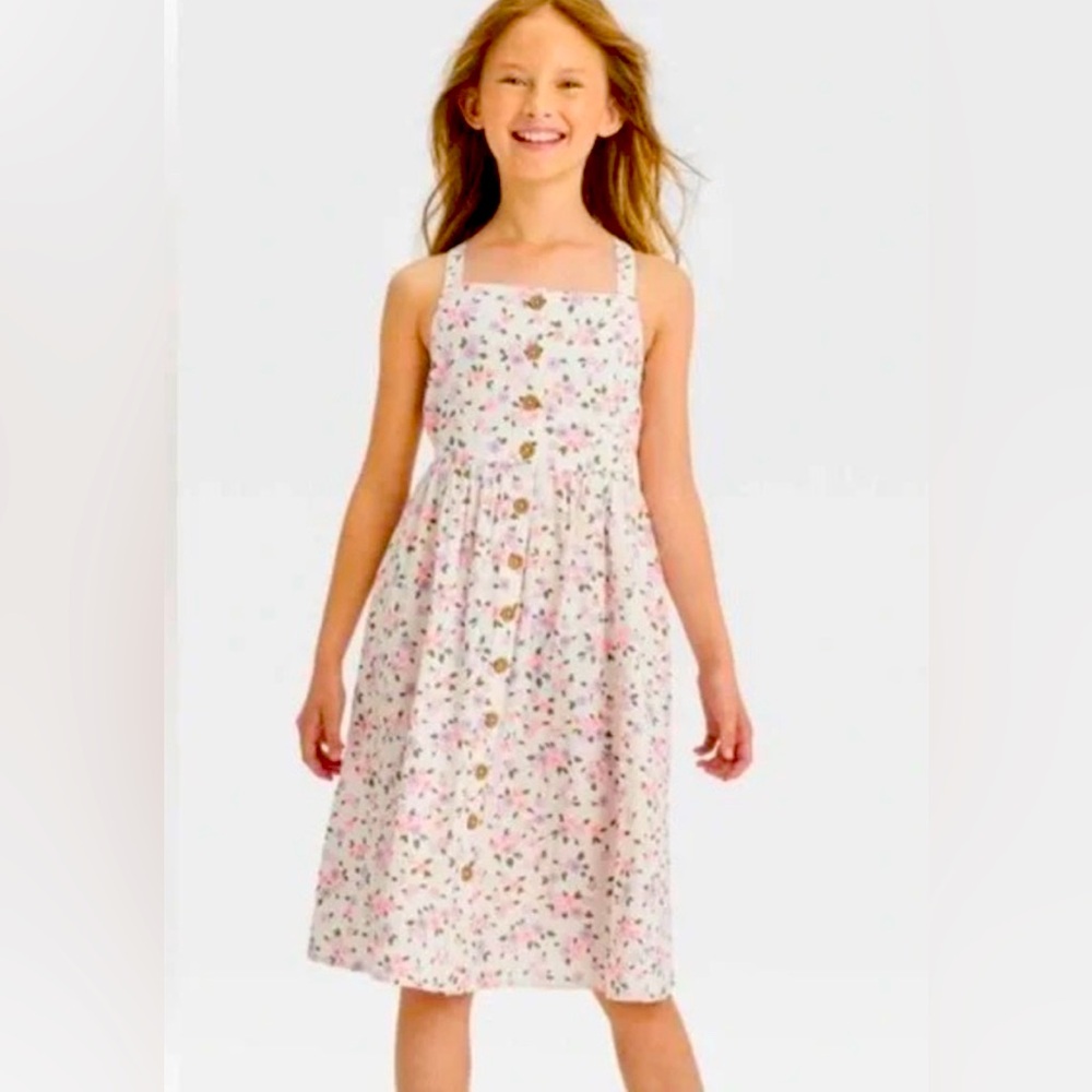 Cat & Jack Girls Floral Sleeveless Spring Easter Dress Size S (6/7)